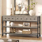 52-Inch Console Table with 3 Drawers and Open Shelves
