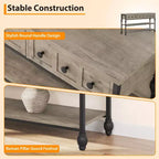 52-Inch Console Table with 3 Drawers and Open Shelves