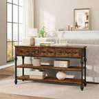 52-Inch Console Table with 3 Drawers and Open Shelves