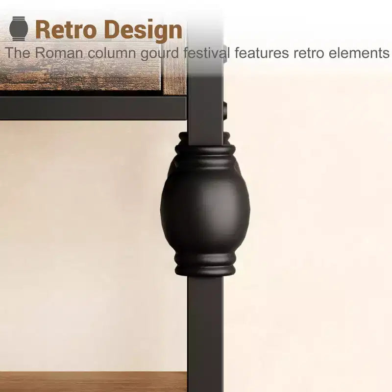 52-Inch Console Table with 3 Drawers and Open Shelves