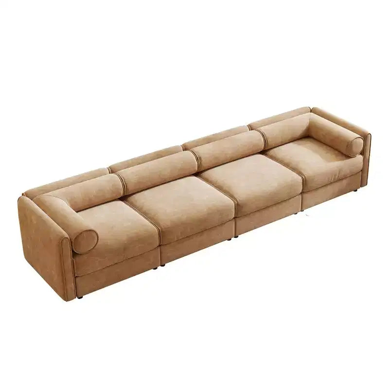 Modular Sectional Sofa with Storage, Cylindrical Backrest and Armrests