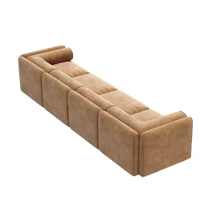 Modular Sectional Sofa with Storage, Cylindrical Backrest and Armrests
