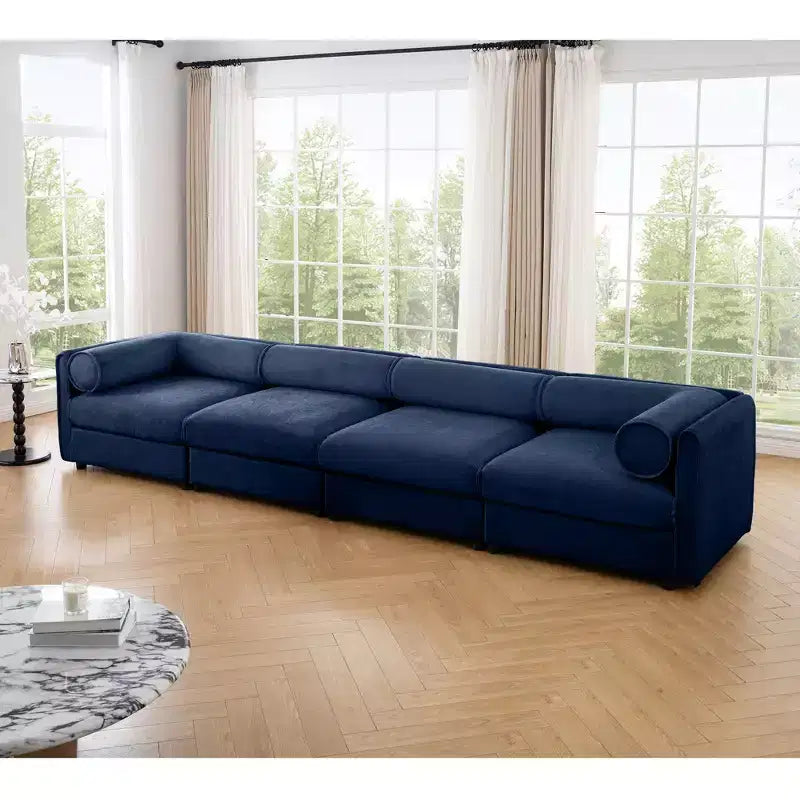 Modular Sectional Sofa with Storage, Cylindrical Backrest and Armrests