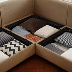 Modular Sectional Sofa with Storage, Cylindrical Backrest and Armrests