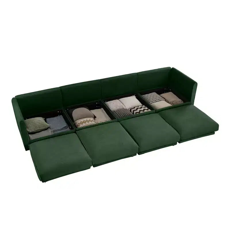 Modular Sectional Sofa with Storage, Cylindrical Backrest and Armrests