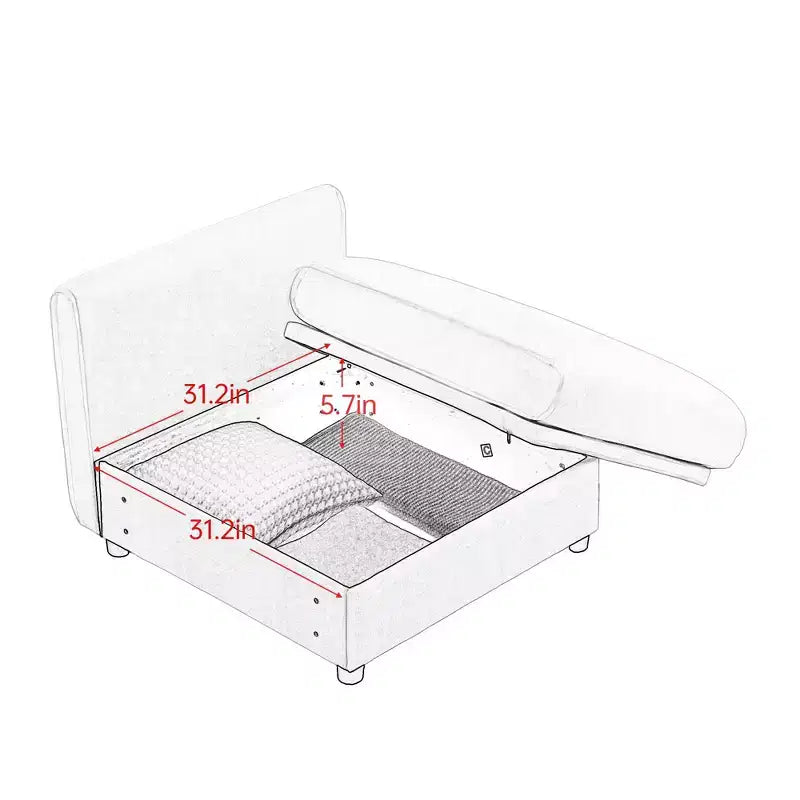 Modular Sectional Sofa with Storage, Cylindrical Backrest and Armrests