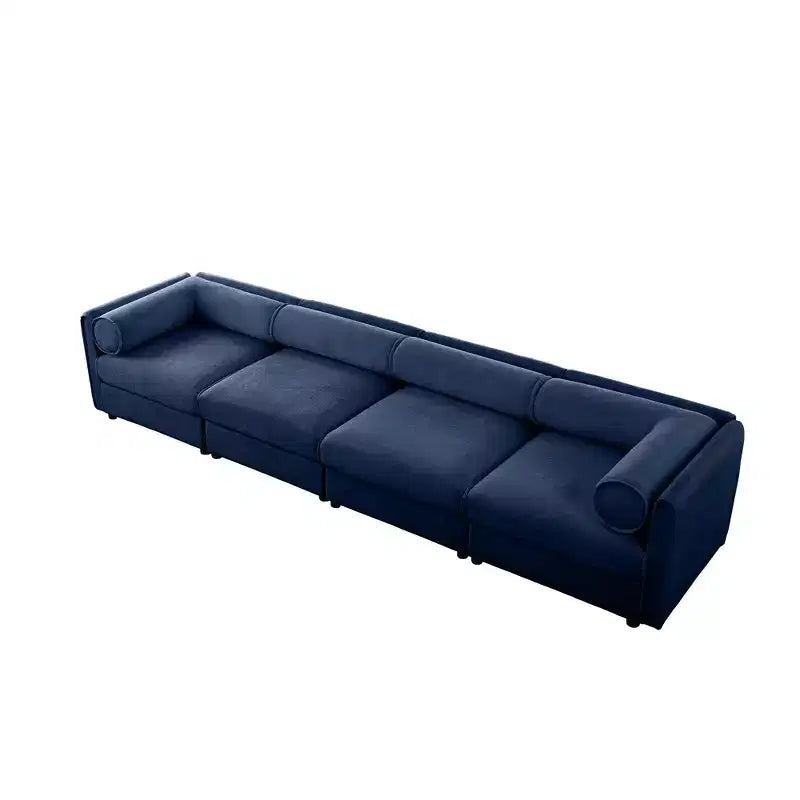 Modular Sectional Sofa with Storage, Cylindrical Backrest and Armrests