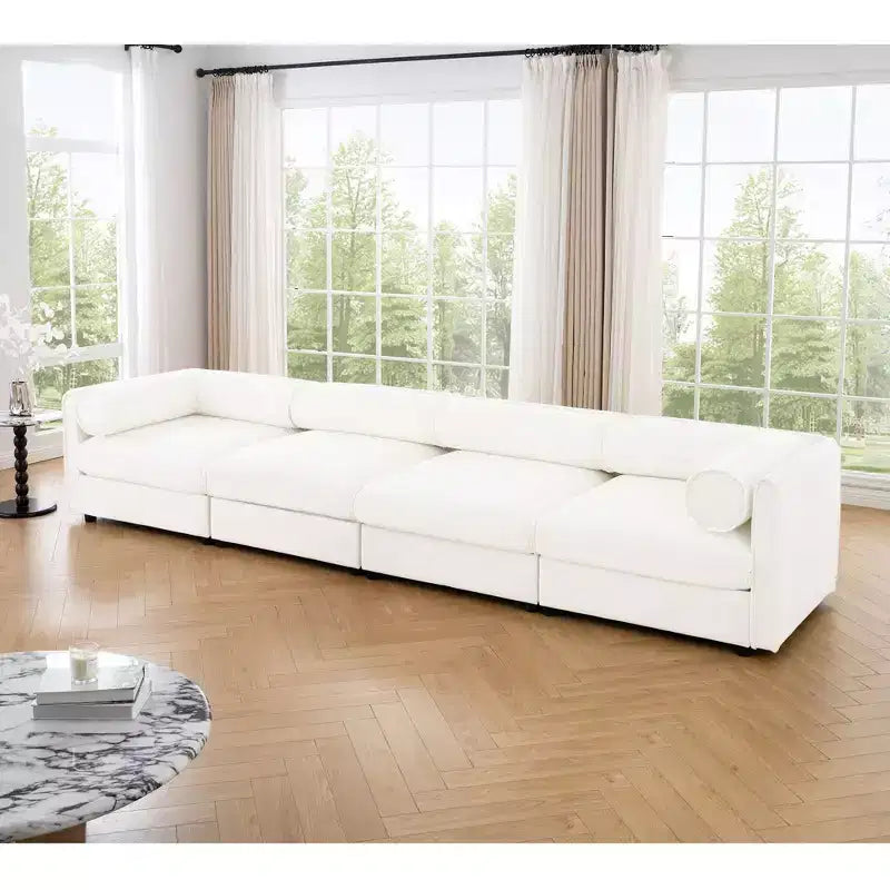Modular Sectional Sofa with Storage, Cylindrical Backrest and Armrests