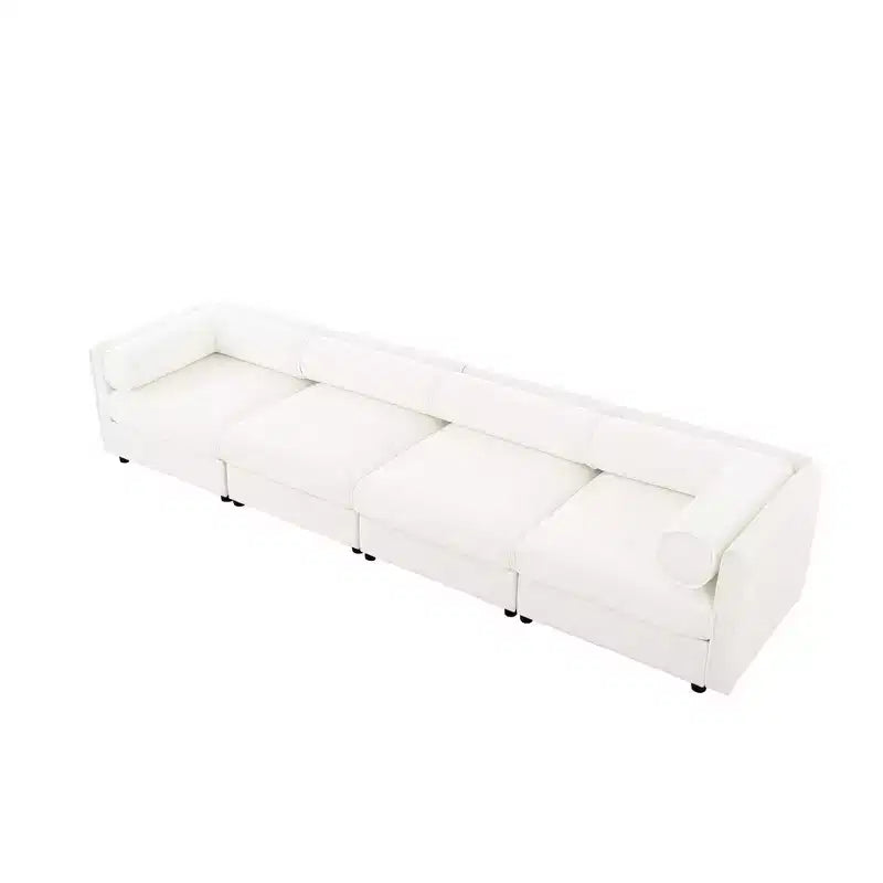 Modular Sectional Sofa with Storage, Cylindrical Backrest and Armrests