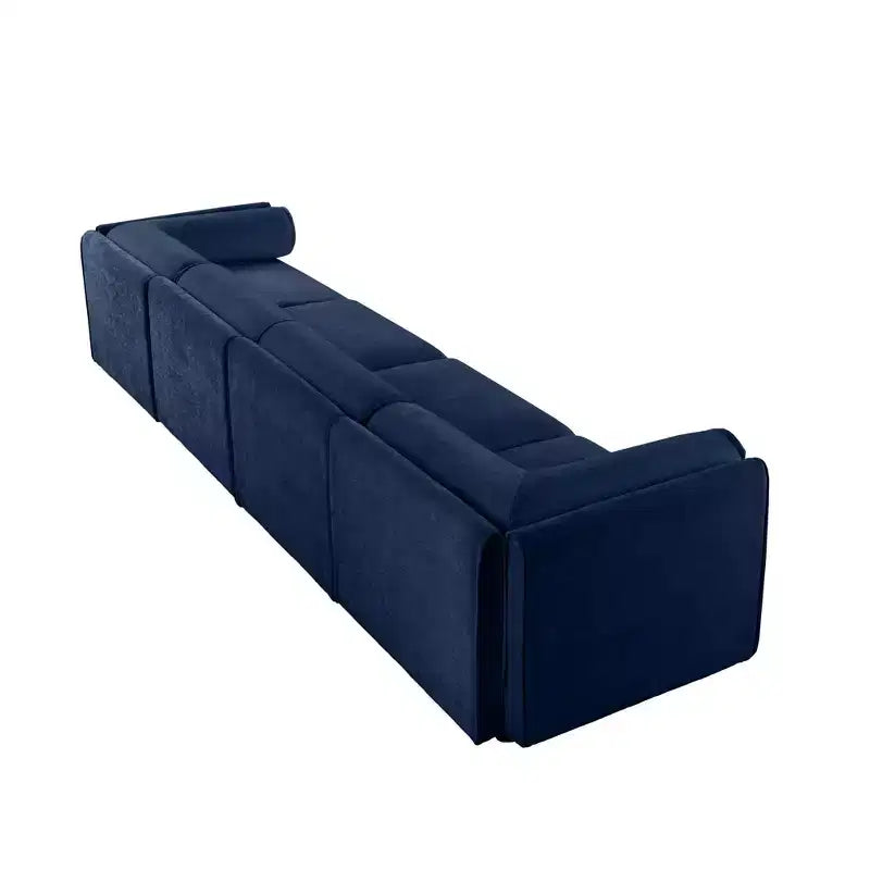 Modular Sectional Sofa with Storage, Cylindrical Backrest and Armrests