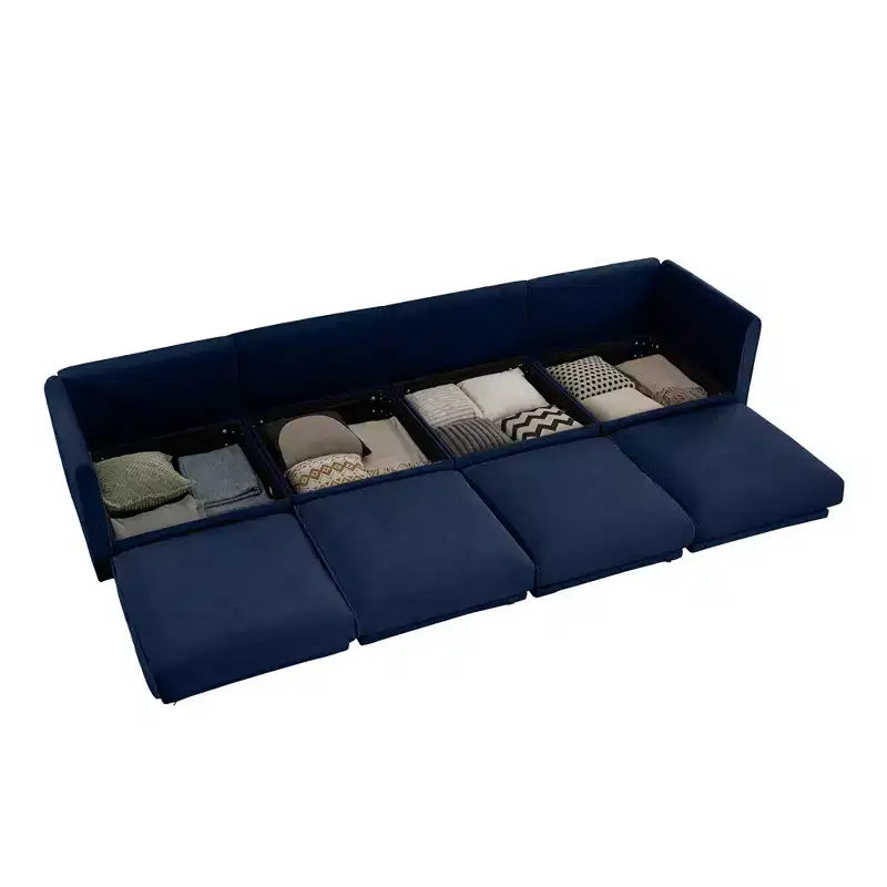 Modular Sectional Sofa with Storage, Cylindrical Backrest and Armrests