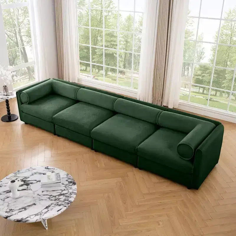 Modular Sectional Sofa with Storage, Cylindrical Backrest and Armrests