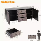 55.1" 3-Drawer Sideboard Cabinet with Adjustable Shelf and Doors