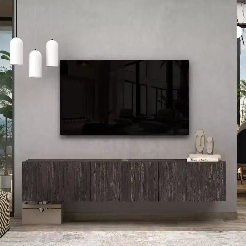 Floating TV Stand Wall Mount for Large TVs up to 80 Inch, Black