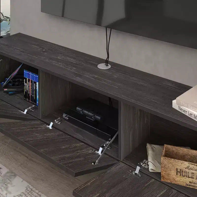 Floating TV Stand Wall Mount for Large TVs up to 80 Inch, Black