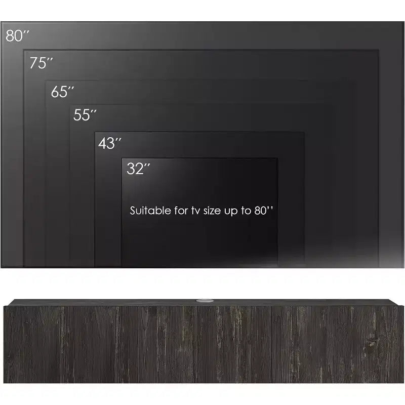 Floating TV Stand Wall Mount for Large TVs up to 80 Inch, Black