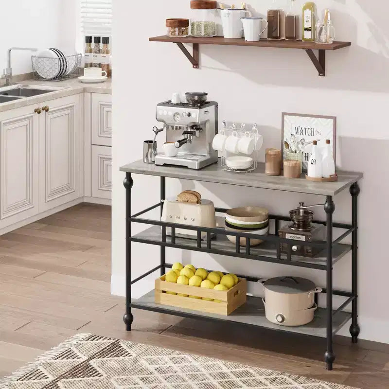 43-Inch Console Table with 3-Tier Open Shelves, Narrow Sofa Table for Entryway, Hallway and Living Room