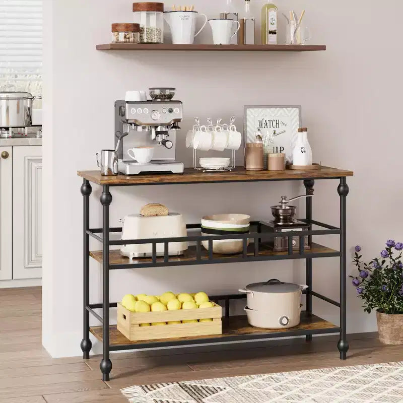 43-Inch Console Table with 3-Tier Open Shelves, Narrow Sofa Table for Entryway, Hallway and Living Room