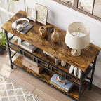 43-Inch Console Table with 3-Tier Open Shelves, Narrow Sofa Table for Entryway, Hallway and Living Room