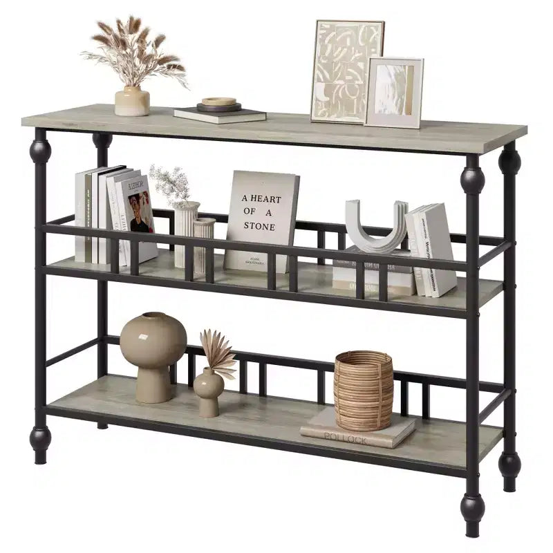 43-Inch Console Table with 3-Tier Open Shelves, Narrow Sofa Table for Entryway, Hallway and Living Room