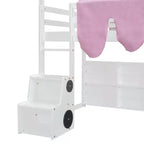 Kids Loft Playhouse Bed with Slide, Tent Canopy & Built-in Storage
