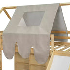 Kids Loft Playhouse Bed with Slide, Tent Canopy & Built-in Storage