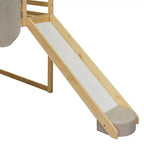 Kids Loft Playhouse Bed with Slide, Tent Canopy & Built-in Storage