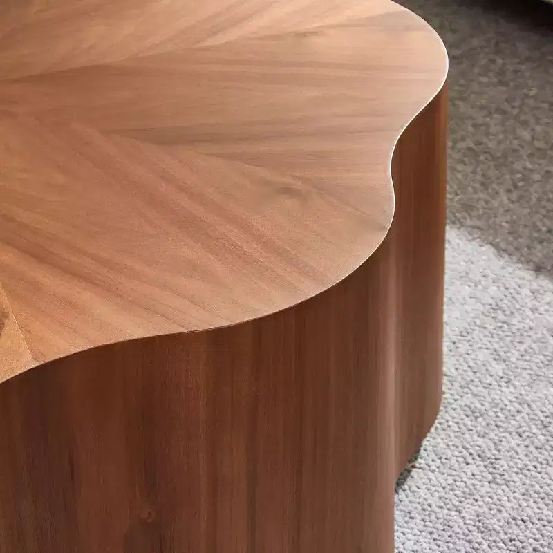 Rustic Round Coffee Table with Hidden Drawer