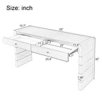 Console Table with Storage Drawers and Panel Base, Oak Finish