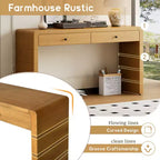 Console Table with Storage Drawers and Panel Base, Oak Finish