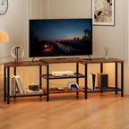 Corner TV Stand with 4 Open Storage Shelves and Power Outlet