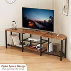 Corner TV Stand with 4 Open Storage Shelves and Power Outlet