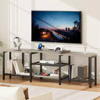 Corner TV Stand with 4 Open Storage Shelves and Power Outlet