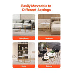 Round Nesting Coffee Table Set of 2, 23.6 in, White & Gold
