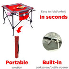 Portable Outdoor Adjustable Height Folding Wine Table with Cup Holders and Storage Bag