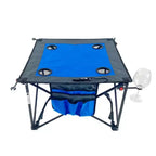 Portable Outdoor Adjustable Height Folding Wine Table with Cup Holders and Storage Bag