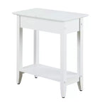 Flip Top End Table with Concealed Storage, Straight Legs and Narrow Design