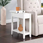Flip Top End Table with Concealed Storage, Straight Legs and Narrow Design