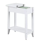 Flip Top End Table with Concealed Storage, Straight Legs and Narrow Design