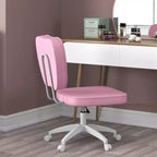 Armless Office Chair with Wheels and Adjustable Height, Pink