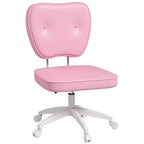 Armless Office Chair with Wheels and Adjustable Height, Pink