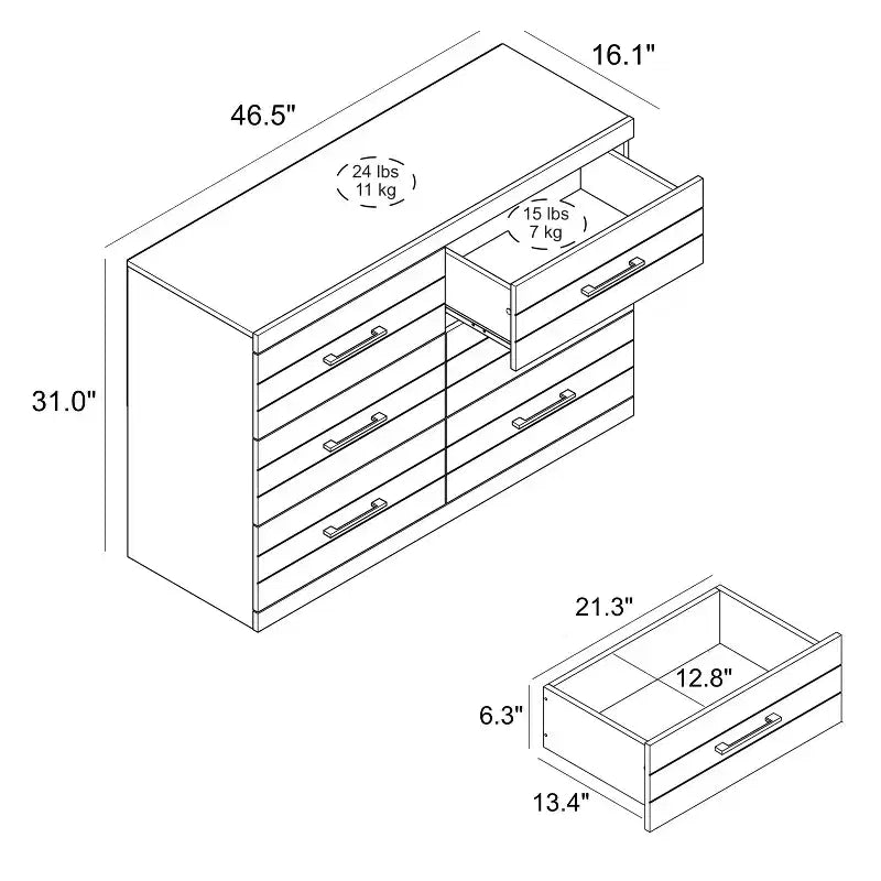 6-Drawer Dresser with Interlock System - Knotty Oak