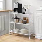 3-Tier Rolling Storage Cart with Wire Mesh Shelves and Locking Casters