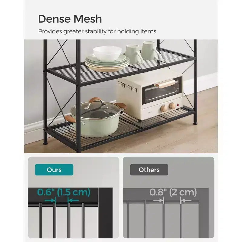 3-Tier Rolling Storage Cart with Wire Mesh Shelves and Locking Casters