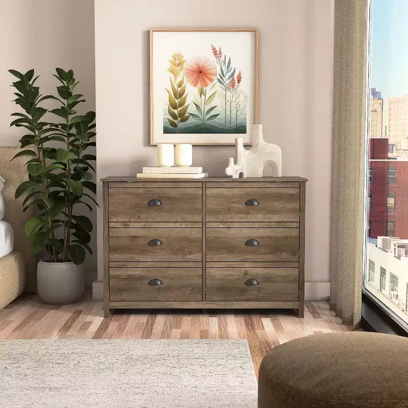 6-Drawer Dresser with Interlock System - Knotty Oak