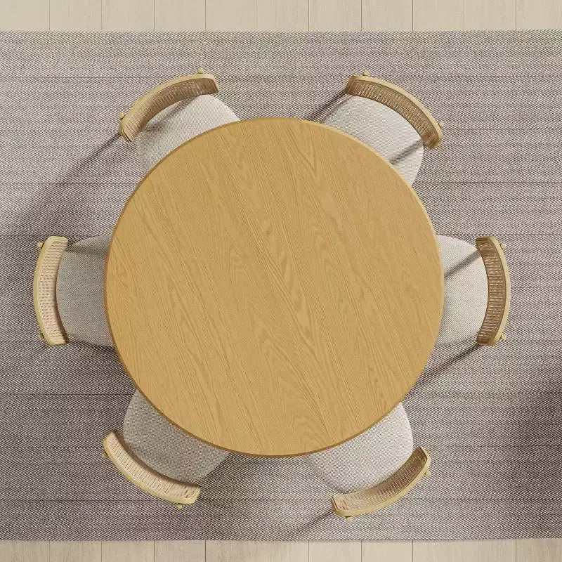 52" Round Wood Dining Table with Fluted Pedestal Base, Seats 4-6