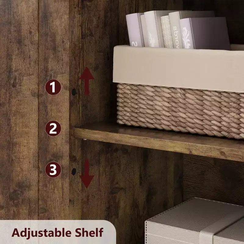 50-Inch Tall Storage Cabinet with Glass Doors and Adjustable Shelves