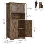 50-Inch Tall Storage Cabinet with Glass Doors and Adjustable Shelves