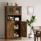 50-Inch Tall Storage Cabinet with Glass Doors and Adjustable Shelves