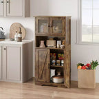 50-Inch Tall Storage Cabinet with Glass Doors and Adjustable Shelves